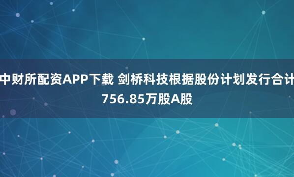 中财所配资APP下载 剑桥科技根据股份计划发行合计756.85万股A股